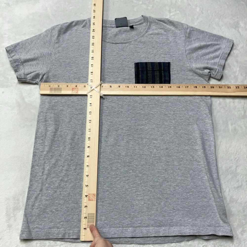 Naked & Famous T-Shirt Men M Gray Cotton Tee Pocket Circular Knit Made in Canada